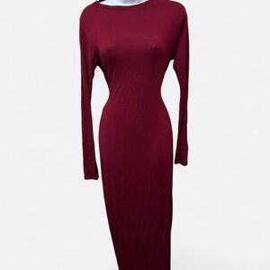PrettyLittleThing Deep Red Long Sleeve Dress